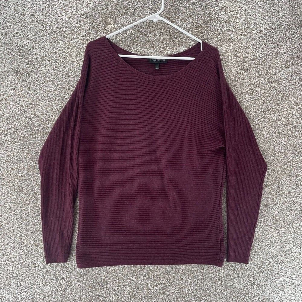 Lane Bryant Sweater Womens 14/16 Purple Stretch Round Neck Preppy Plus Casual